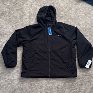 Nautica Men's Black Hooded Windbreaker